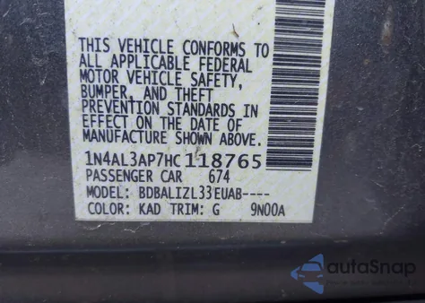 2017 Nissan Altima 2.5/2.5 S/2.5 Sl/2.5 Sr/2.5 Sv from USA, damaged, VIN 1N4AL3AP7HC118765